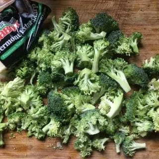 Photo of broccoli chopped and ready for blanching BAKED POTATO CASSEROLE