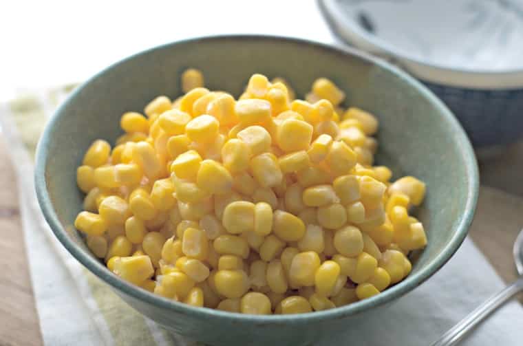 A photo up close of. How to cook canned corn on the stove