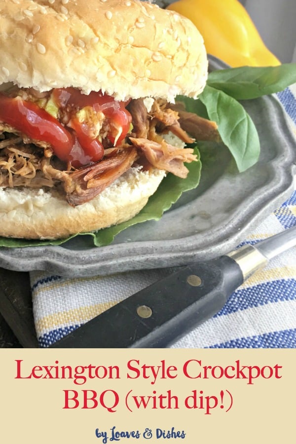 Easy Lexington Style Crock Pot Pulled Pork Barbecue is a simple slow cooker BBQ with a rub and a sauce that you slow cook together. Like you might find with Paula Deen or Pioneer Woman #Barbecue #BBQ #slowcookerbarbecue #slowcookerbbq #lexingtonstylebbq #NCbarbecue #northcarolinabarbecue #northcarolinaBBQ