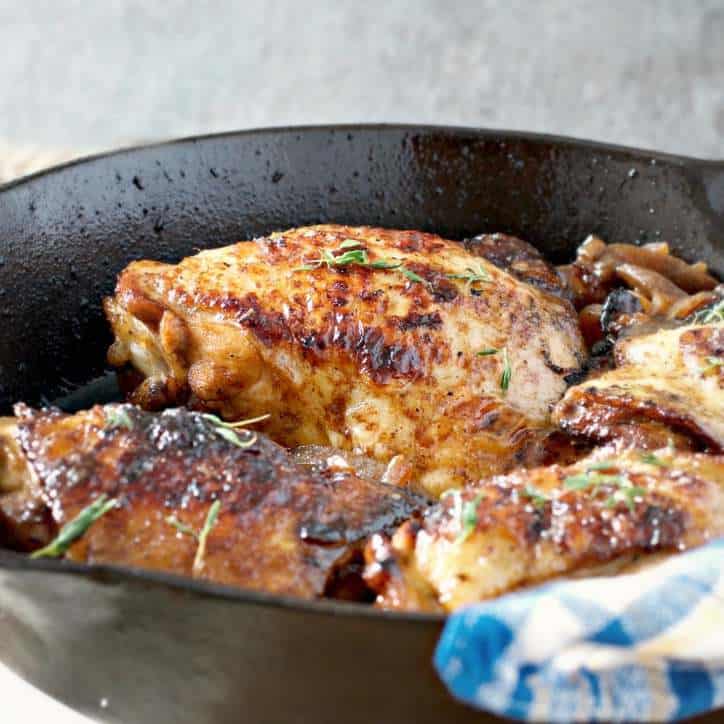 A photo ofApples and Ale Barbecue Chicken in the frying pan