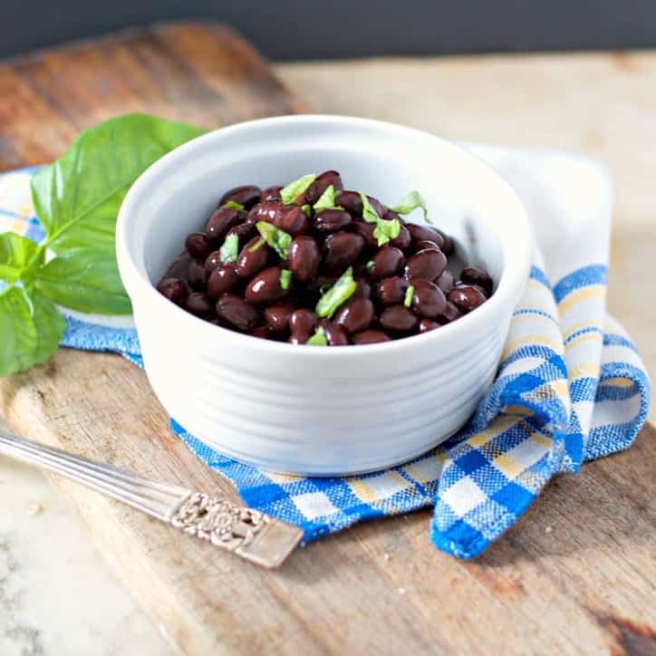 A photo of a bowl of black beans for how to cook dried black beans
