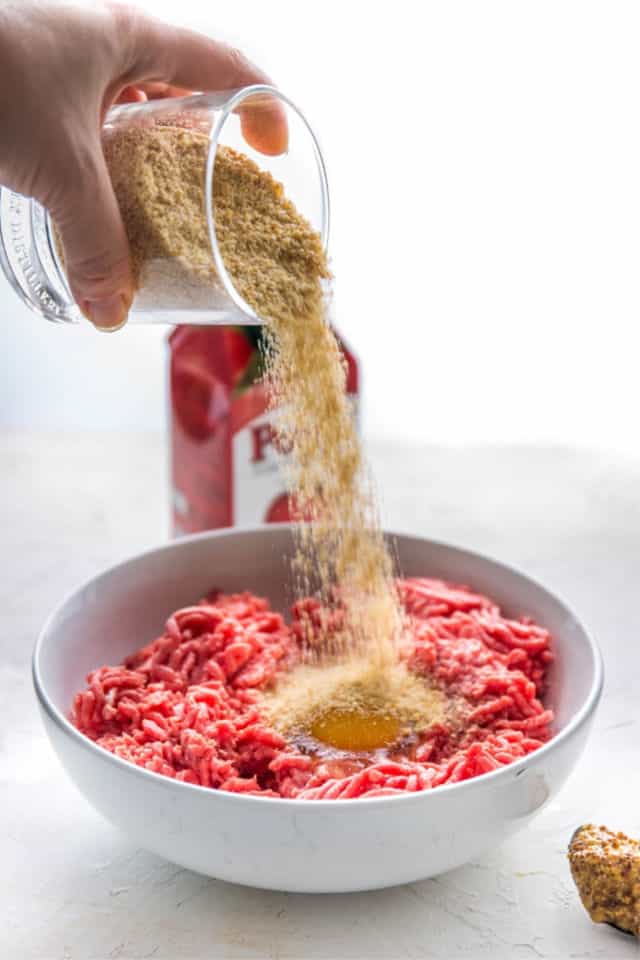Adding bread crumbs to the tasty easy meatloaf