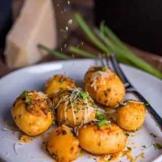 A plate of canned new potatoes