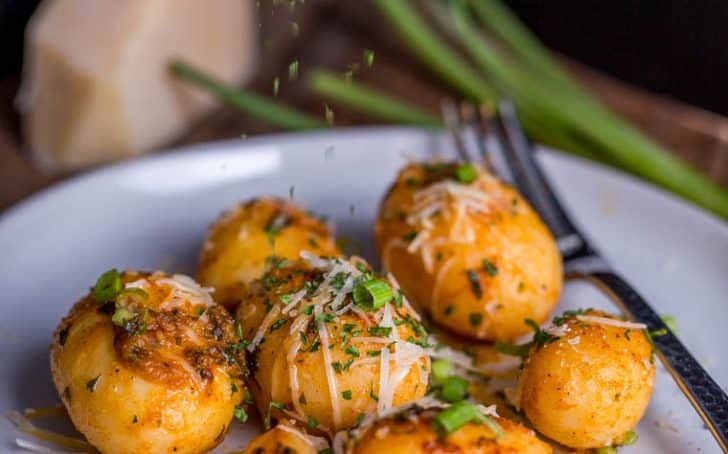 A plate of canned new potatoes