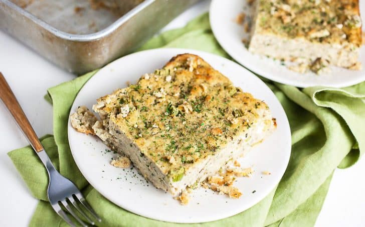 Close up photo of finished SOUTHERN CORNBREAD DRESSING