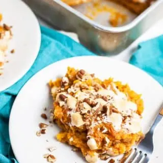 A photo of a serving of southern sweet potato casserole