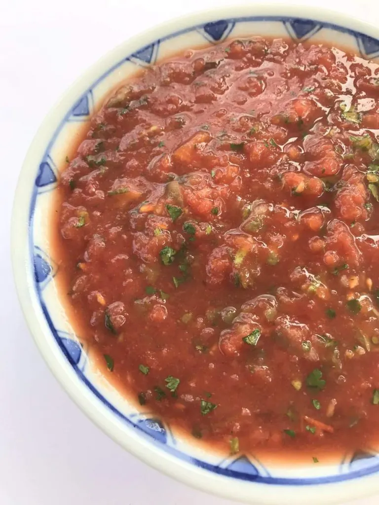 A bowl of fresh homemade salsa