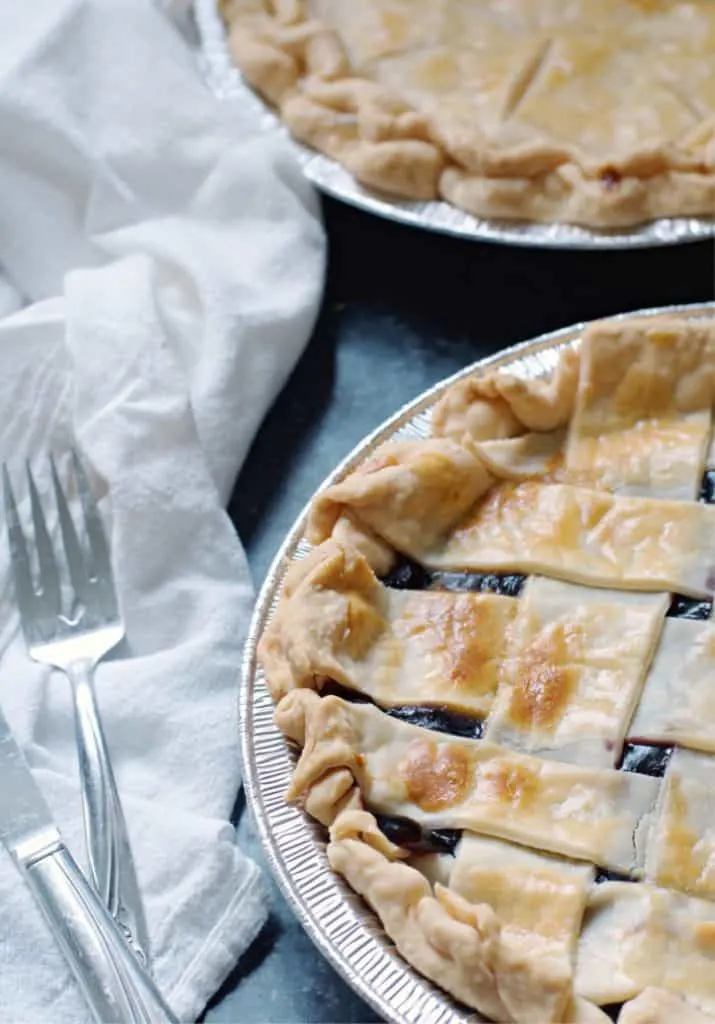 The top quarter of the whole pie for How to Make Blueberry Pie with Blueberry Pie Filling