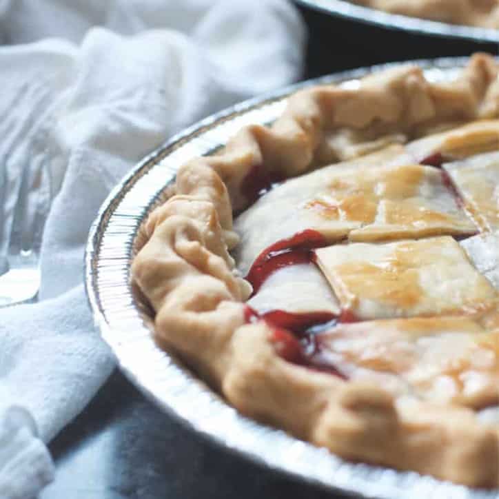 Some filling oozing up from the pie forHow to make cherry pie with cherry pie filling