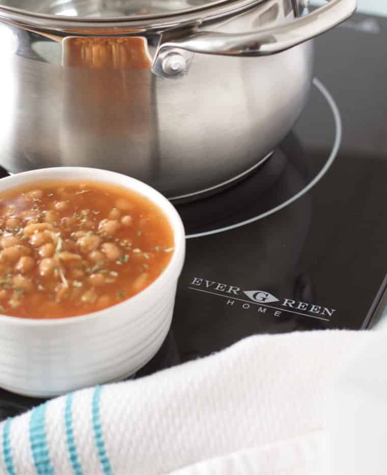 A close up of the cooktop for How to Cook Canned Baked Beans