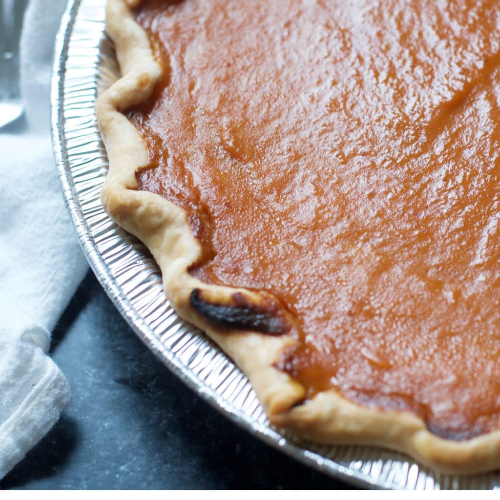Close up of the baked crust for HOW TO MAKE PUMPKIN PIE WITH CANNED PUMPKIN PIE MIX