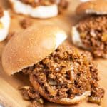 A burger of the homemade sloppy joe sauce