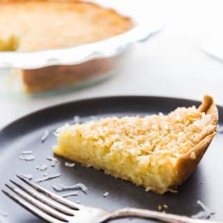 A slice of coconut custard pie