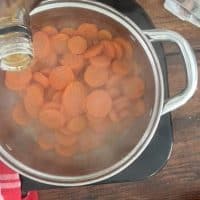 carrot slices in a pot