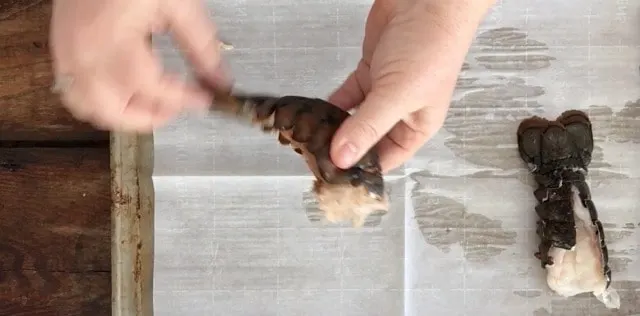 Hand bending a lobster tail