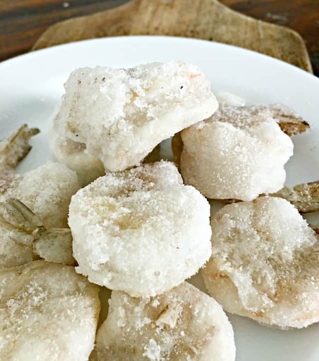 Frozen prawns on a plate