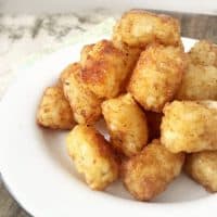 tater tots on a white plate