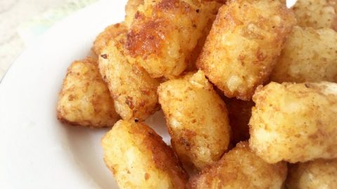 tater tots on a white plate