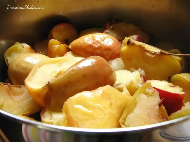 cooked apples in large sauce pot