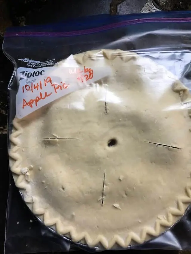 Apple Pie in a labeled Freezer Storage Bag