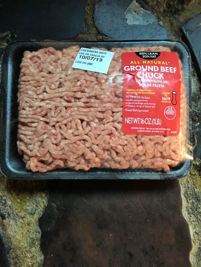 1 lb package of ground beef hamburger.