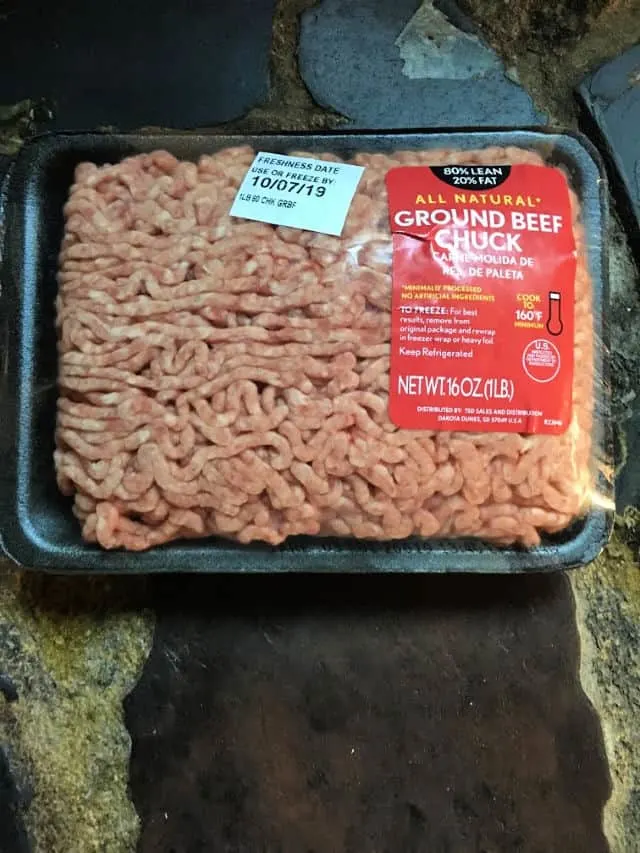 1 lb package of ground beef hamburger in package