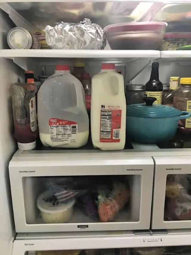 half gallon of milk in the refrigerator