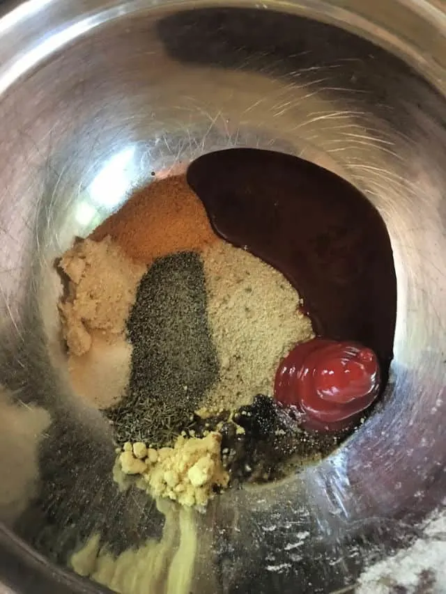 spices in a bowl for southern meatloaf recipe