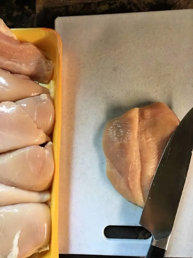 chicken breast butterflied with knife