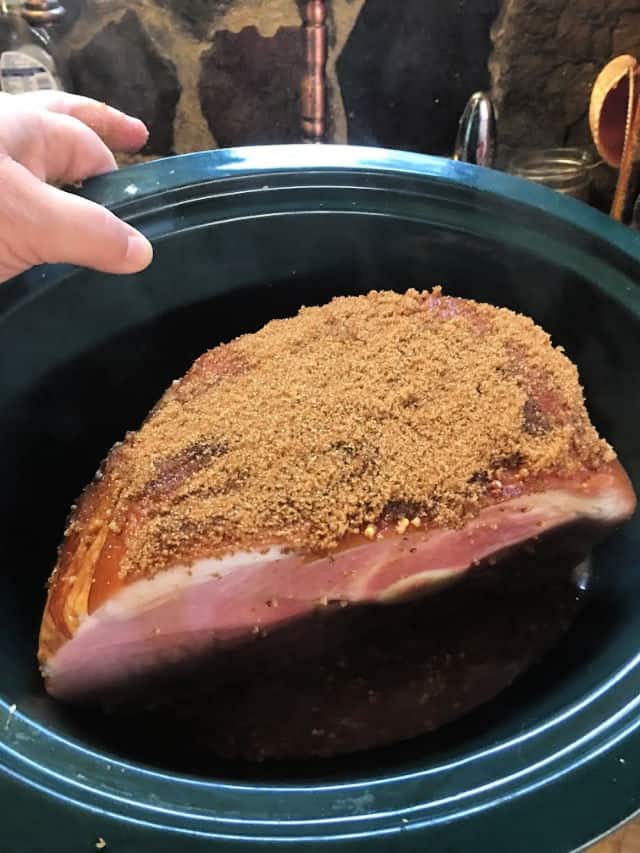 sugar packed on top of ham in crockpot