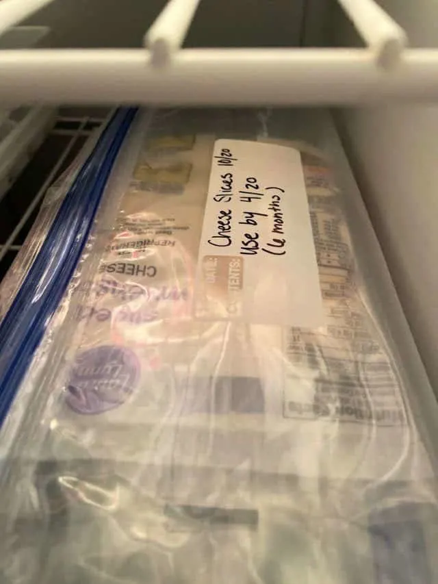 cheese slices in bag in the freezer