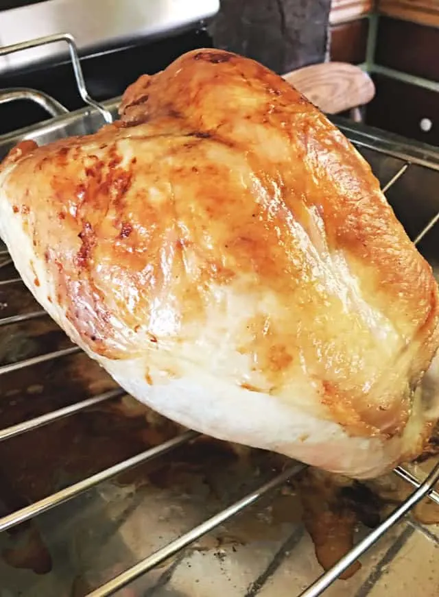full turkey breast in a roasting pan