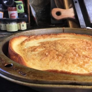 side of a cake in a pan
