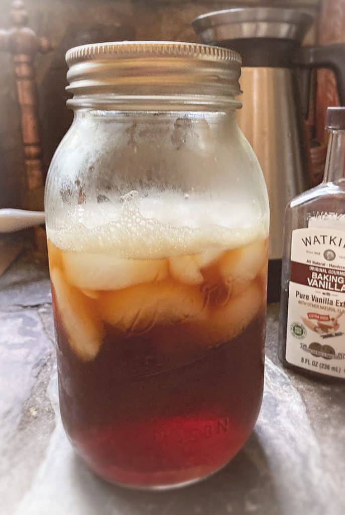 jar of liquid on table