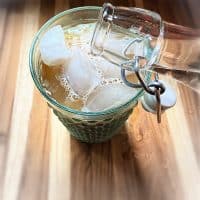 cup with ice on table