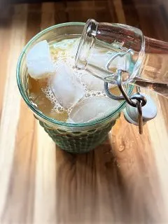 cup with ice on table