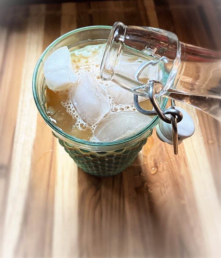 cup with ice on table