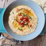 bowl of spicy black eyed pea hummus