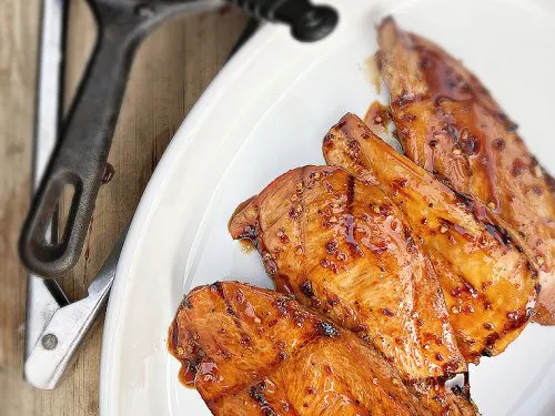 sweet heat cheerwine chicken on a plate