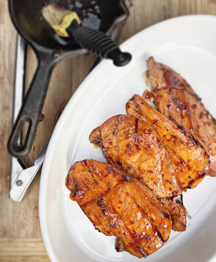 sweet heat cheerwine chicken on a plate