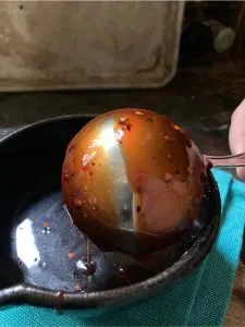 sauce on the back of spoon