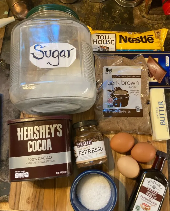 small batch brownies ingredients on table