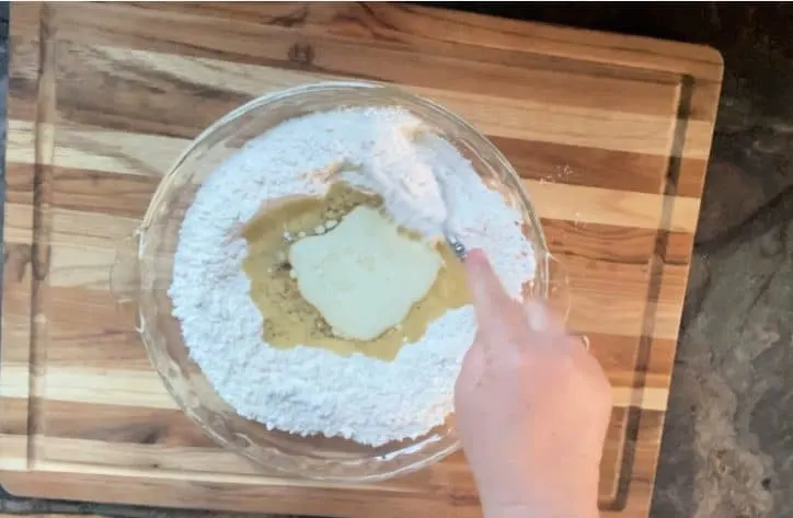 oil and milk in flour