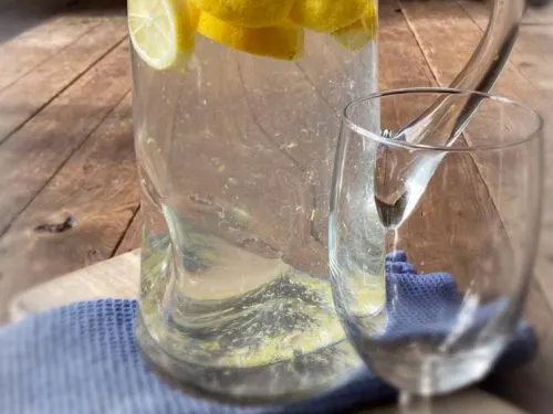 pitcher of lemon water