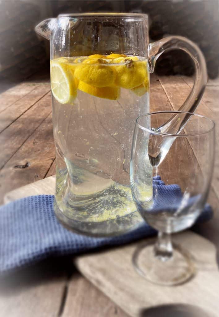 pitcher of lemon water