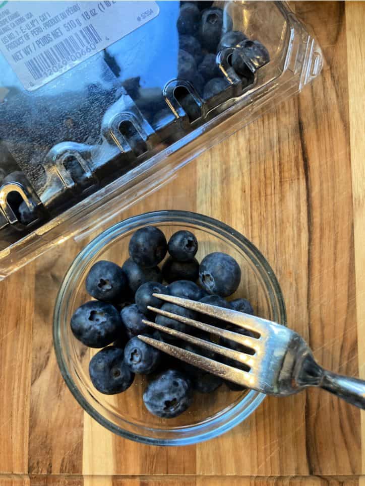 blueberries and fork
