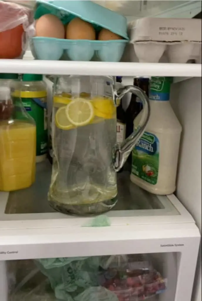 pitcher in refrigerator