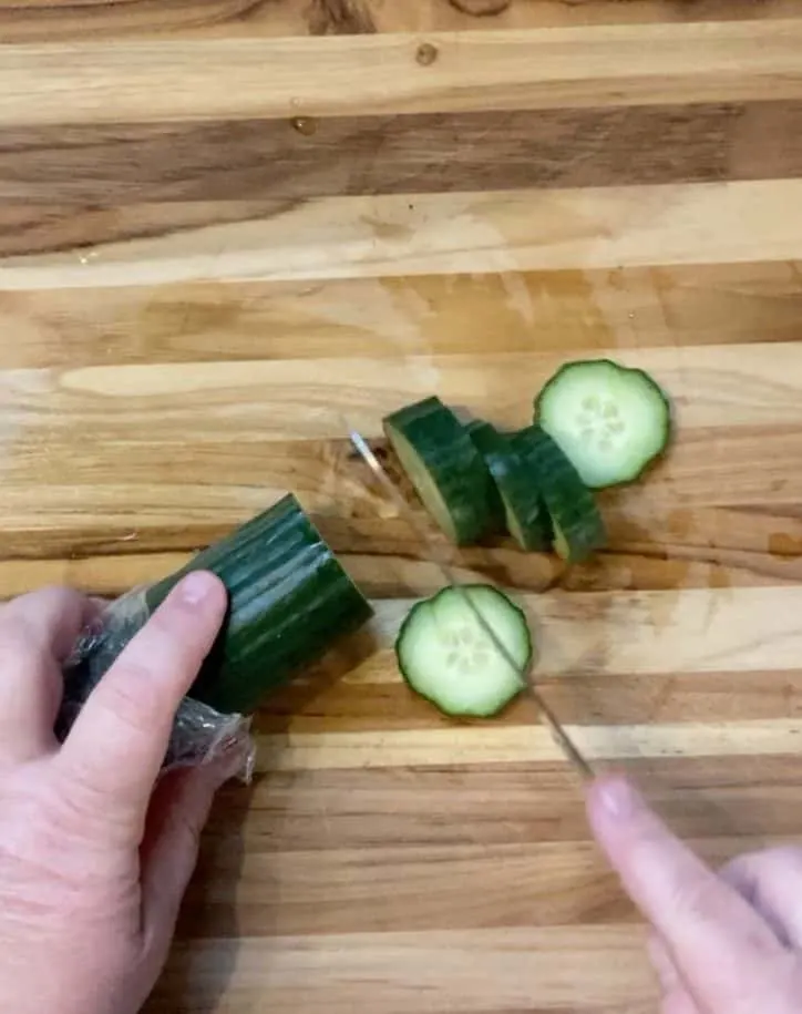 cutting cucumbers