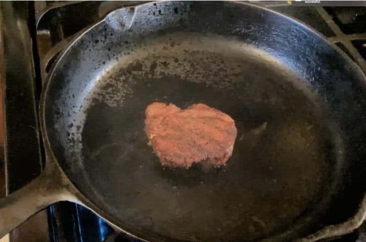 ribeye in a skillet