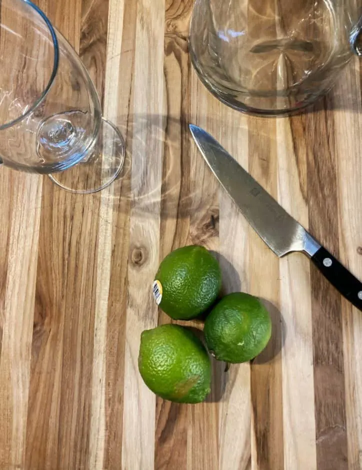 limes on cutting board